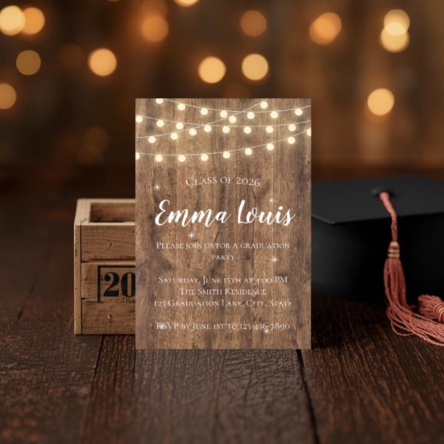Rustic BBQ Graduation Party Invitation with Photo (Creator Uploaded)