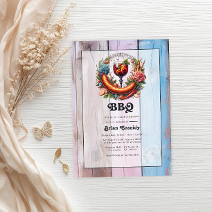 Rustic BBQ Graduation Party Photo Invitation