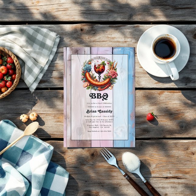 Rustic BBQ Graduation Party Photo Invitation (Rustic BBQ Graduation Party Photo Invitation)