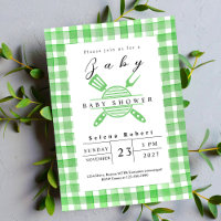 Rustic BBQ picnic baby shower green