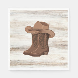 Rustic BBQ Rehearsal Dinner Napkins   Cowboys