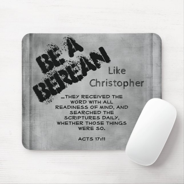 Rustic Be A Berean Bible Scripture Verse Mouse Pad (With Mouse)
