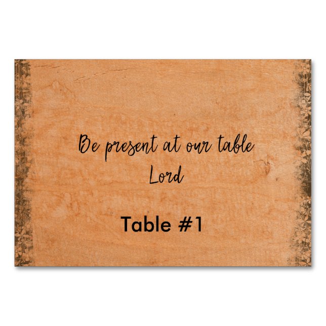 Rustic: Be Present at our Table Lord Table Number (Front)