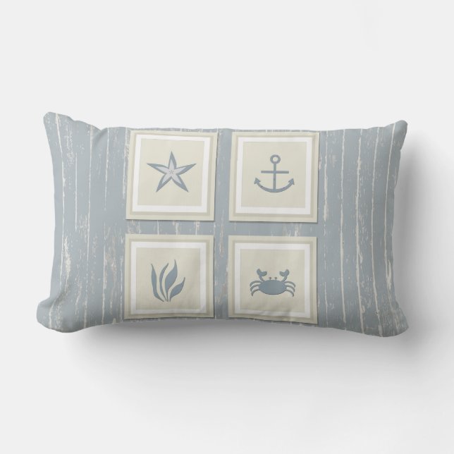 Rustic Beach Decor Lumbar Cushion (Front)