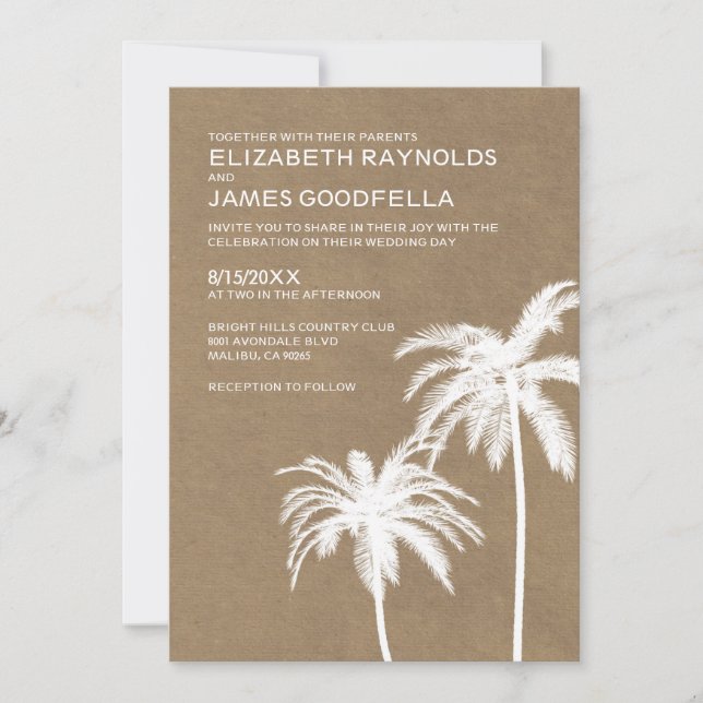 Rustic Beach Destination Wedding Invitations (Front)