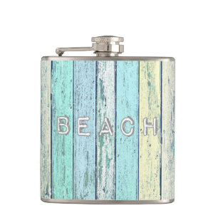 Rustic Beach Driftwood Hip Flask