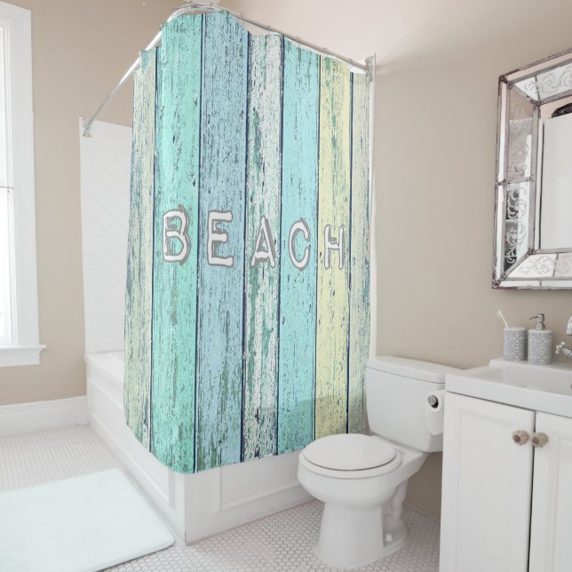Rustic Beach Driftwood Shower Curtain (In Situ)
