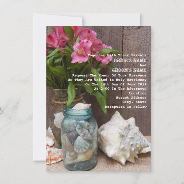 Rustic Beach Floral Wedding Invitation (Front)