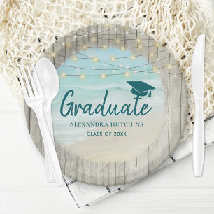 Rustic Beach Graduation Party Paper Plate