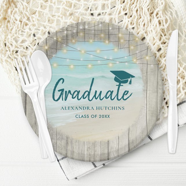 Rustic Beach Graduation Party Paper Plate (Creator Uploaded)