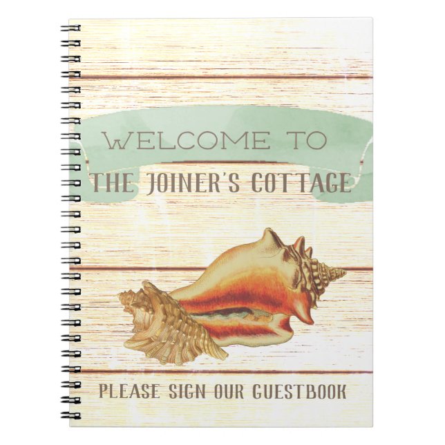 Rustic Beach House Personalised Welcome Notebook (Front)