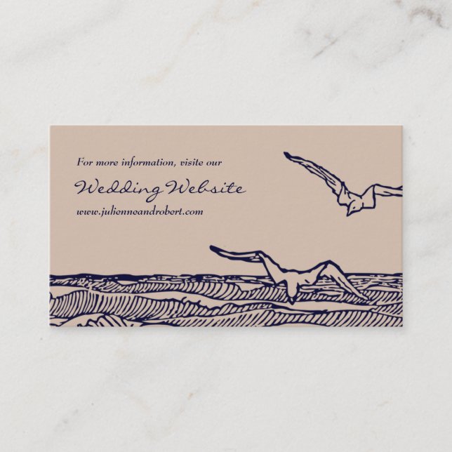 Rustic Beach Ocean Waves Wedding Website Card (Front)