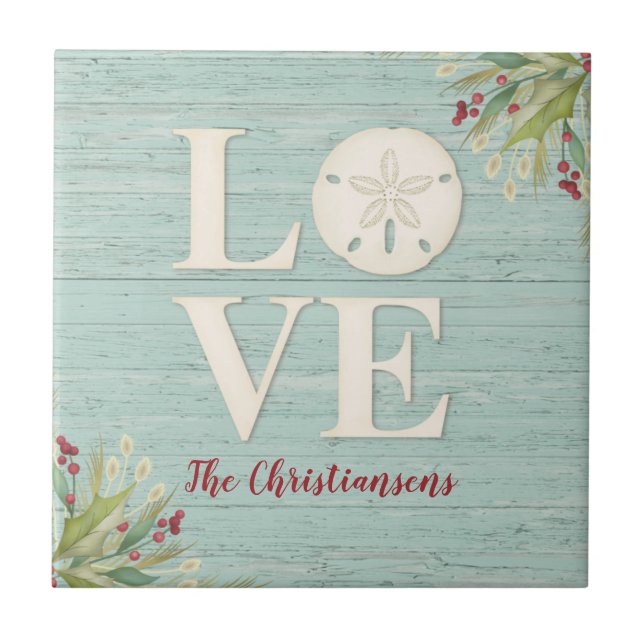 Rustic Beach Sand Dollar Tile (Front)