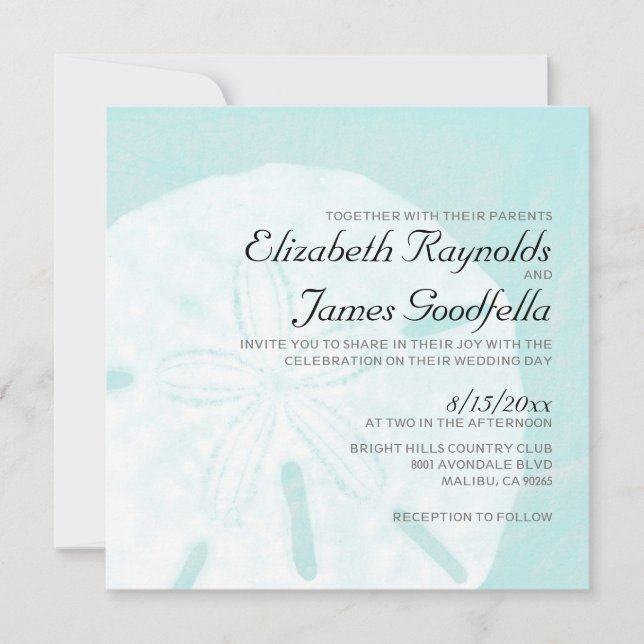 Rustic Beach Sand Dollar Wedding Invitations (Front)