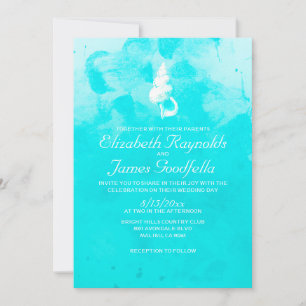 Rustic Beach Seashells Destination Wedding Invite