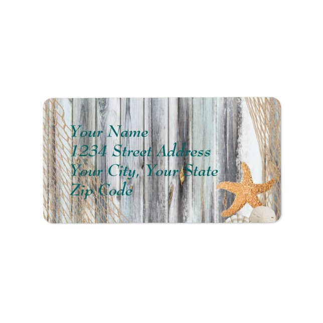 Rustic Beach Starfish Wedding Label (Front)
