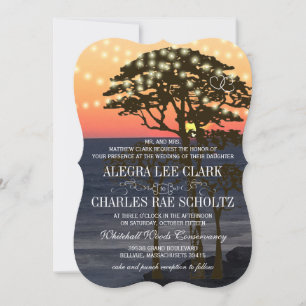 Rustic Beach Sunset Wedding Invitations
