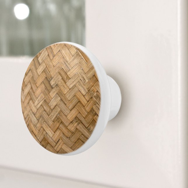 Rustic Beach Tropical Island Rattan Woven Wicker Ceramic Knob (Rustic Beach Tropical Island Rattan Woven Wicker Ceramic Knob)