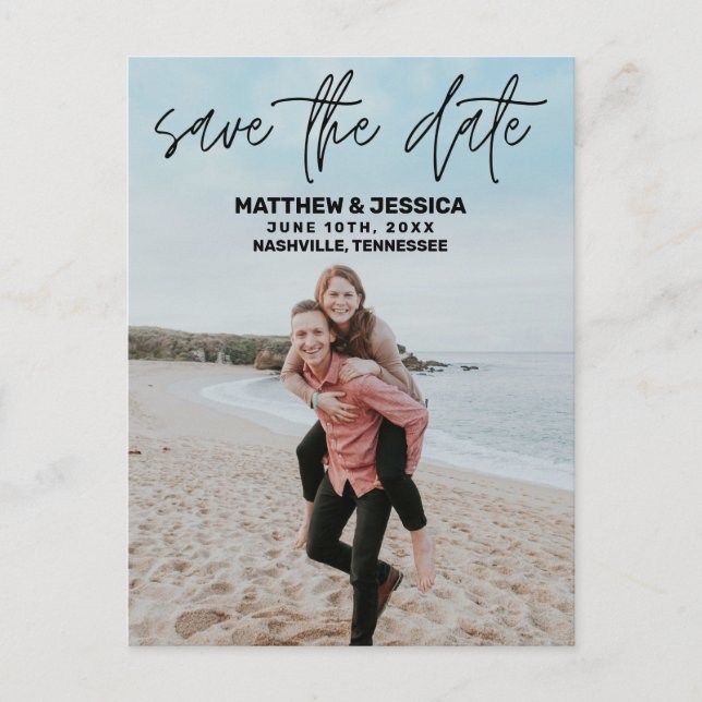 Rustic Beach Wedding Save the Date Announcement Postcard (Front)