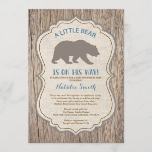 Rustic Bear Baby Shower by Mail Invitation Boy