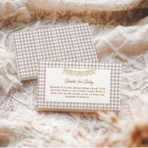 Rustic Bear Brown Gingham Books for Baby Enclosure Card