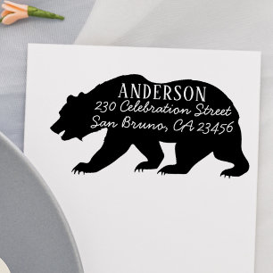 Rustic Bear Custom Family Name & Return Address Self-inking Stamp