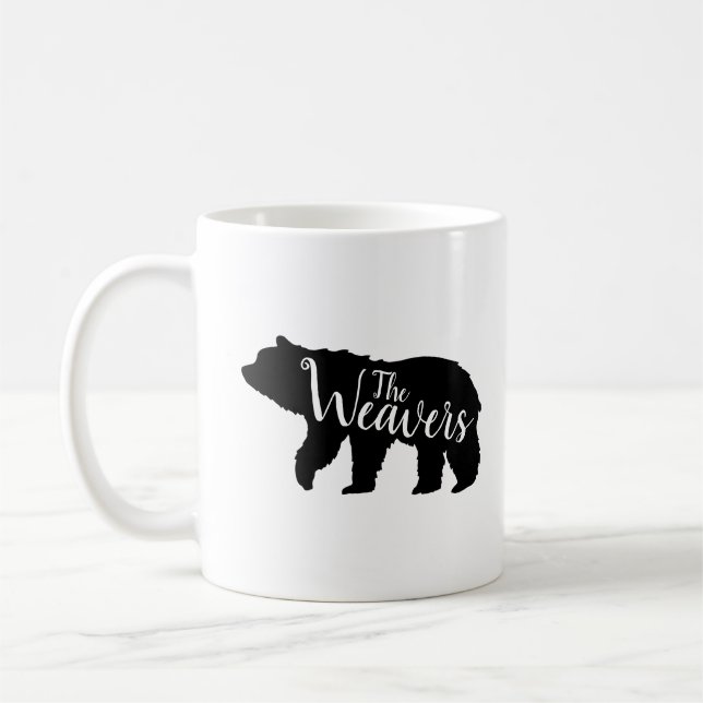 Rustic Bear Family Monogram Coffee Mug (Left)