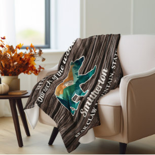 Rustic Bear Mountains Compass Family Name Welcome Fleece Blanket