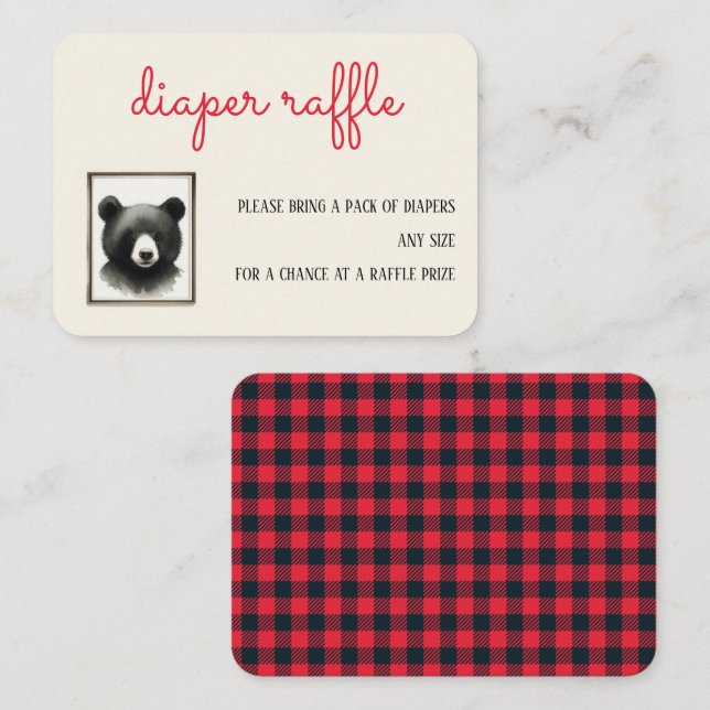Rustic Bear Nursery Diaper Raffle Enclosure Card (Front/Back)