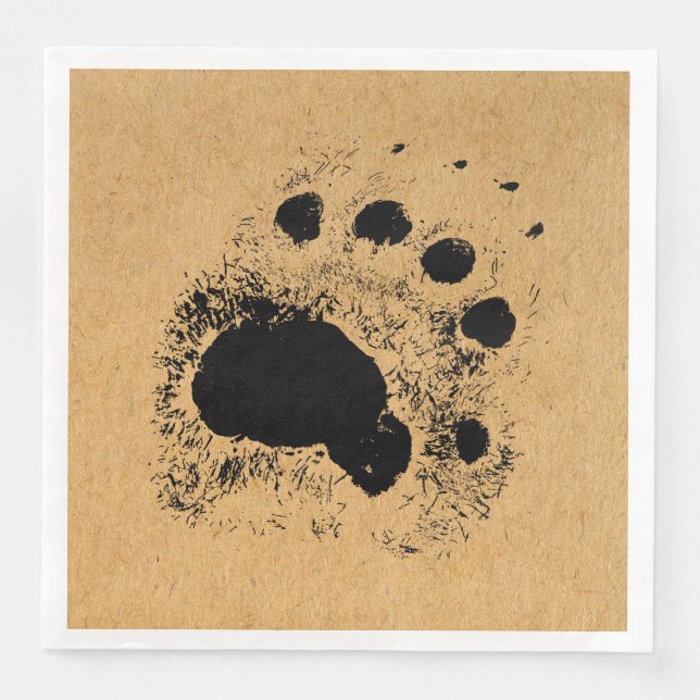 Rustic Bear Paw Print Vintage Art Napkin (Front)