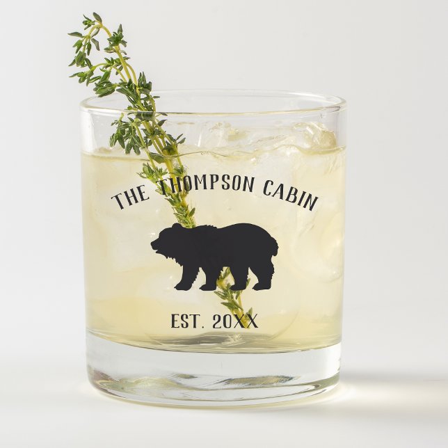 Rustic Bear Personalised Family Name Whiskey Glass (Creator Uploaded)