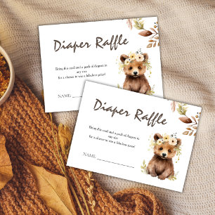 Rustic Bear Theme Gender Neutral Diaper Raffle Enclosure Card