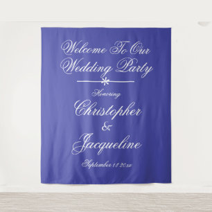 Rustic Beautiful Blue Wedding Photo Booth Backdrop Tapestry