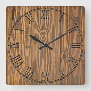 Rustic Beautiful Wood Texture Square Wall Clock