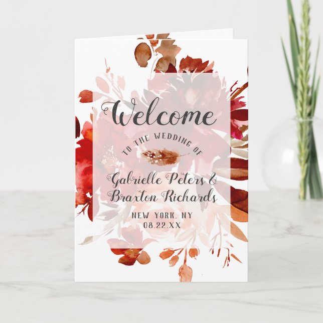 Rustic Beauty Boho Floral Fall Wedding Ceremony Programme (Front)