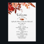 Rustic Beauty Floral Boho Chic Wedding Ceremony Programme<br><div class="desc">Rustic Beauty Floral Framed Watercolor Bohemian Autumn or Fall Design with Boho Hand Painted Flowers, feathers, and Plenty of colourful orange, rust, red, Burgundy, Marsala, and peach leaves and foliage. With Hand Drawn Line elements, Swirly Hand Lettered Fonts, and Pretty Top Border Wedding Ceremony Program! ~ Check my shop to...</div>