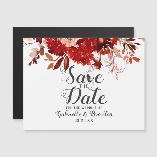 Rustic Beauty Floral Border Boho Save the Date (Front/Back)