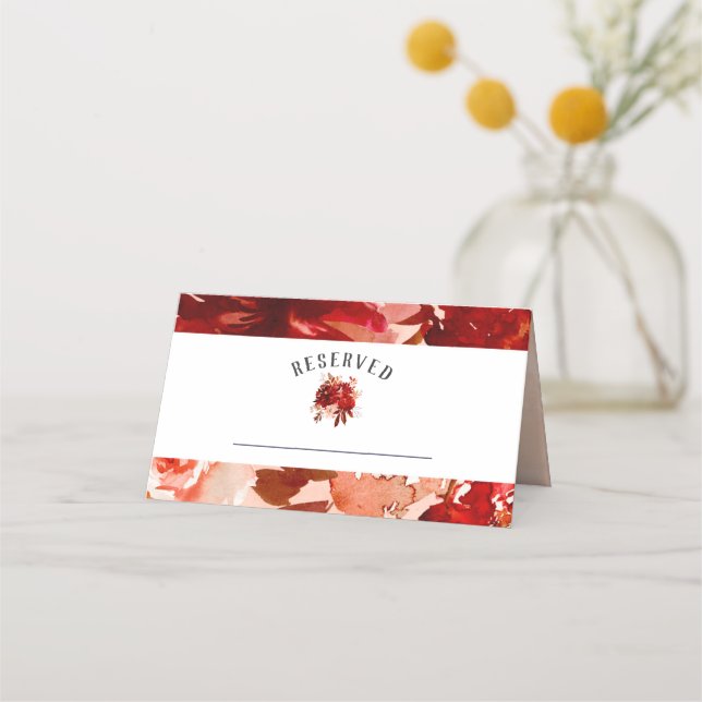 Rustic Beauty Floral Fall Reserved Seating Wedding Place Card (Front)