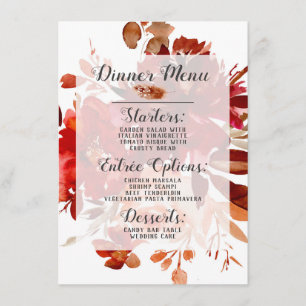 Rustic Beauty Floral Framed Watercolor Bohemian Menu