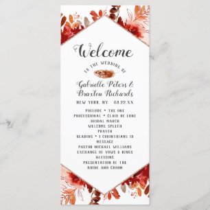 Rustic Beauty Floral Watercolor Wedding Ceremony Programme