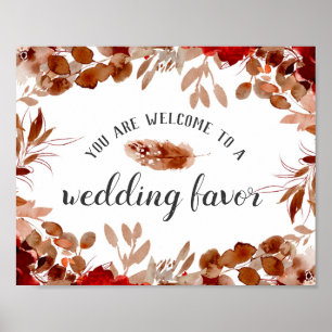 Rustic Beauty Full Border Wedding Favour Table Poster