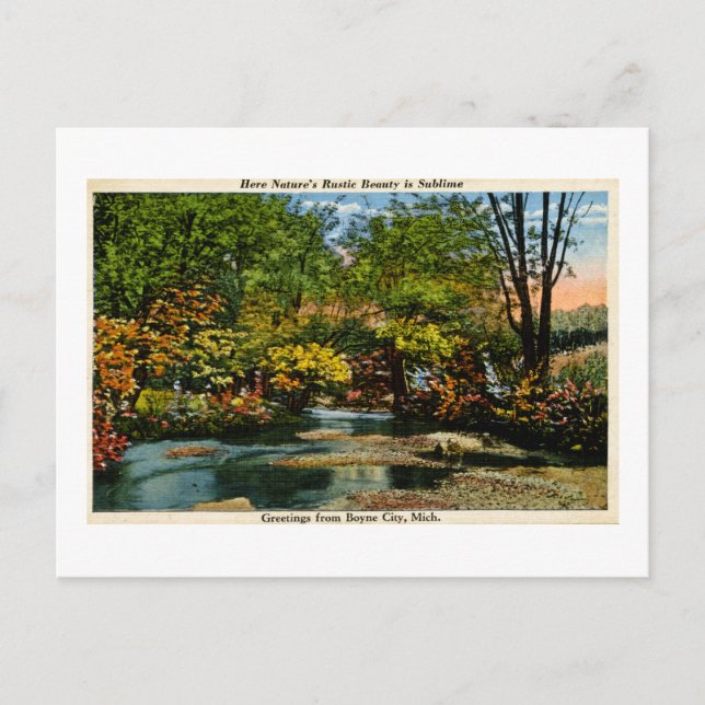 Rustic Beauty is Sublime Greetings Boyne City, MI Postcard (Front)