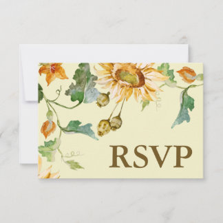 Rustic Beauty Sunflower Botanical RSVP Card
