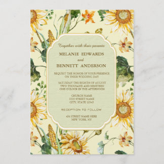 Rustic Beauty Sunflower Botanical Wedding Invitation