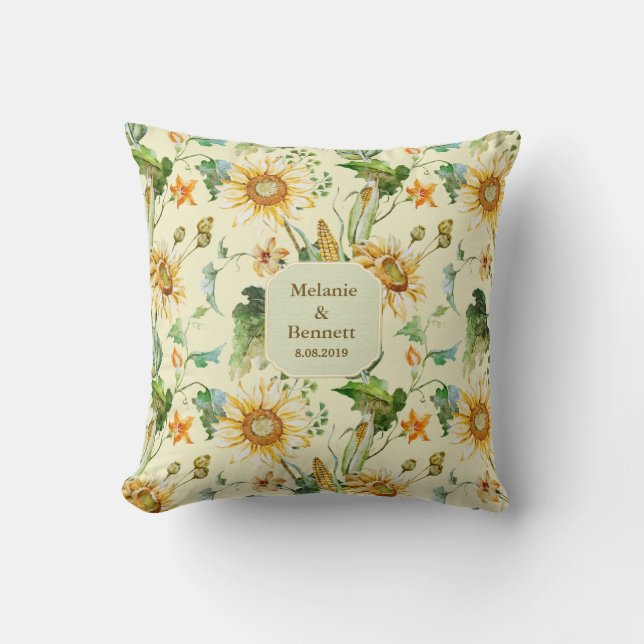 Rustic Beauty Sunflower Floral Cushion (Front)
