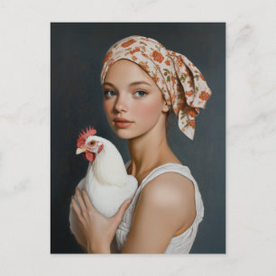 Rustic Beauty with Chicken Postcard