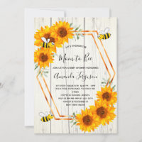 Rustic Bee Baby shower sunflowers white wood