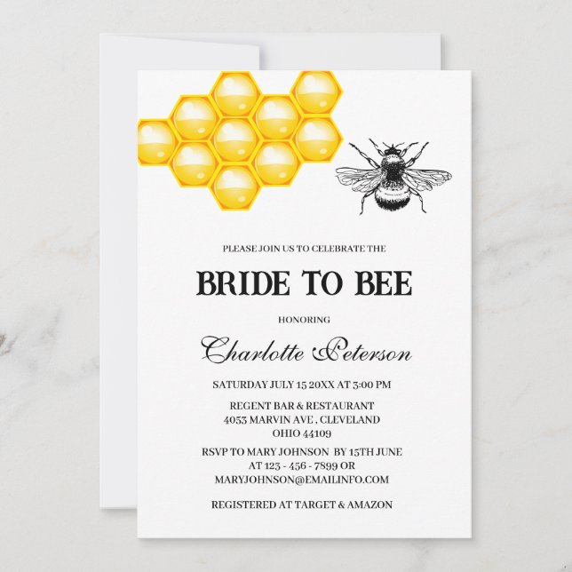  Rustic Bee Themed  Bridal Shower  Invitation (Front)
