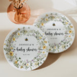 Rustic Bee Wildflower Baby Shower Paper Plate<br><div class="desc">These paper plates are perfect for your bee baby shower! Easily edit the name and date!

See the entire Bee Wildflower collection for more matching items!</div>