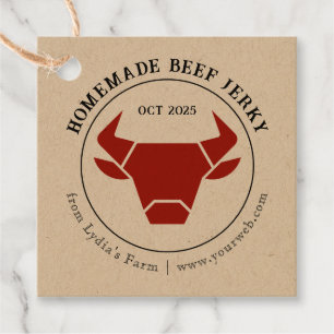 Rustic Beef Jerky Tag with Bull Silhouette